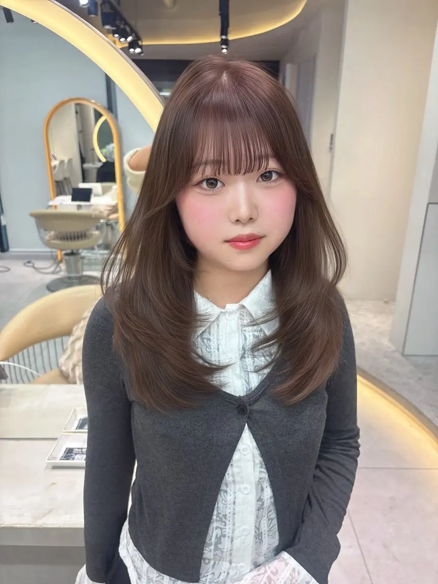セミロング カット ヘアカラー トリートメント 顔周り🇰🇷韓国 レイヤー/モエのヘアスタイル