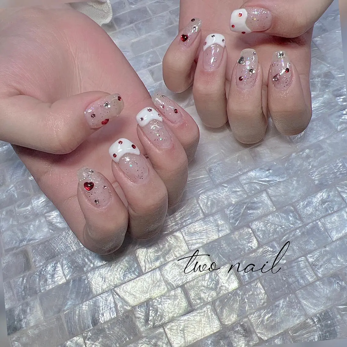 ネイル アートネイル フットネイル ハート ニュアンスネイル オフィスネイル ハンドネイル two nailのネイルデザイン