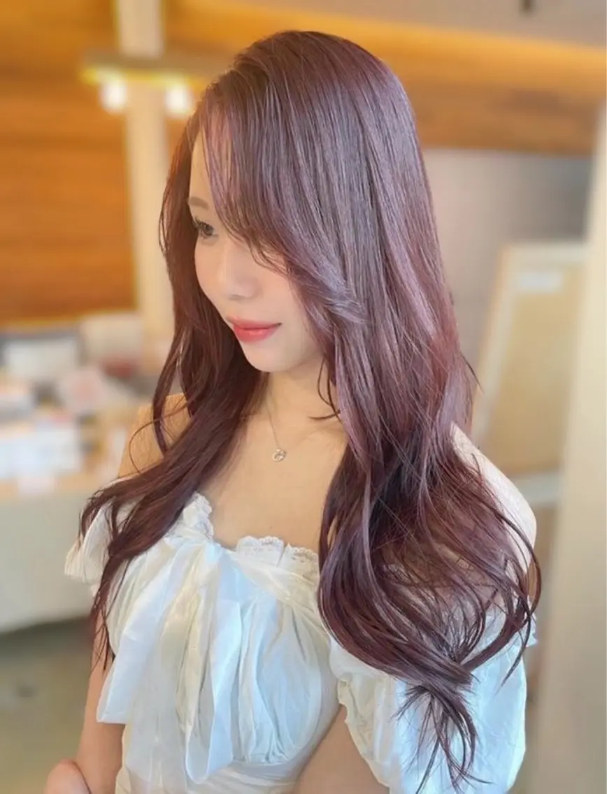 ロング ピンクラベンダー ヘアカラー トリートメント 北村 未来のヘアスタイル