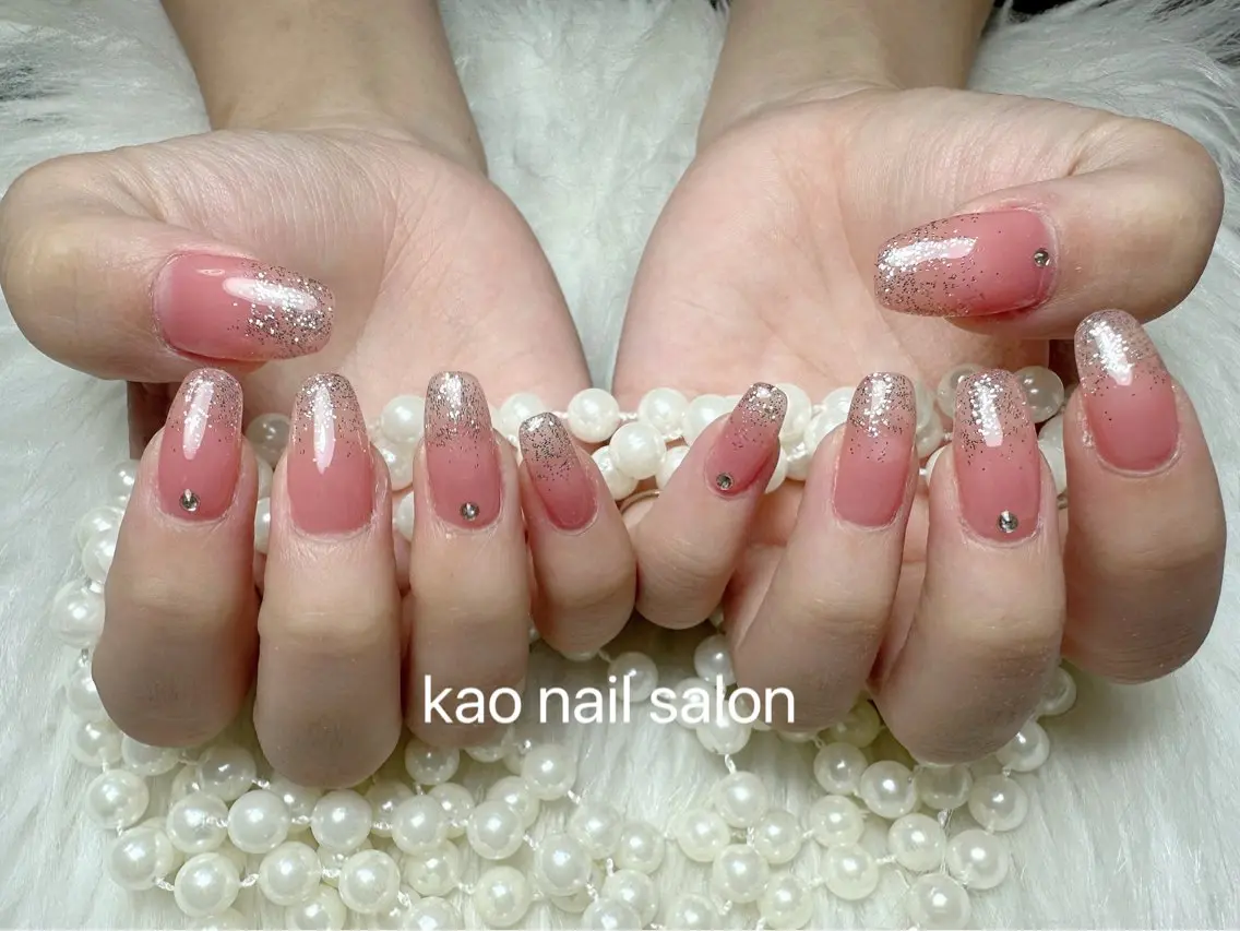 ネイル チークネイル 長さ出し フレンチネイル ジェルネイル ガラスフレンチ kao nail マグネット/長さだしのネイルデザイン