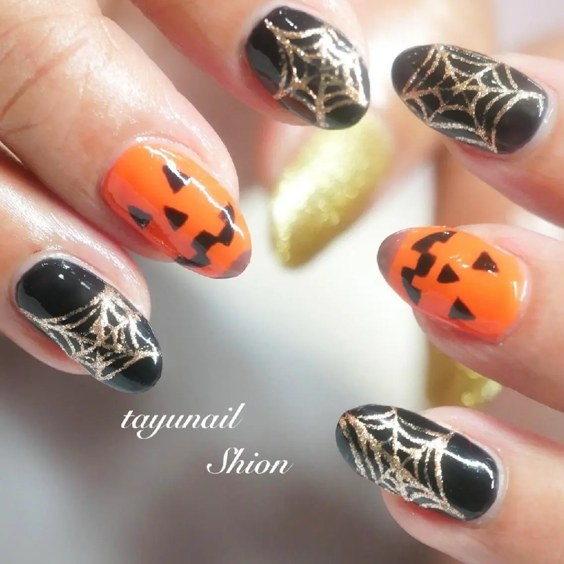 ネイル ブルー ジェルネイル ハロウィン パラジェル ネイルサロン 【たゆnail】のネイルデザイン