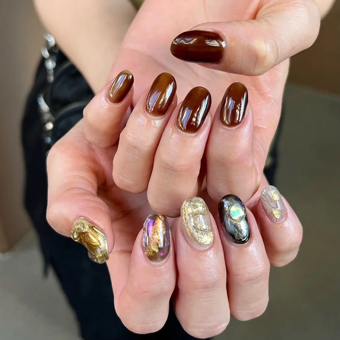 ネイル グリーン ハンドネイル vegh. nail／阿波座のネイルデザイン