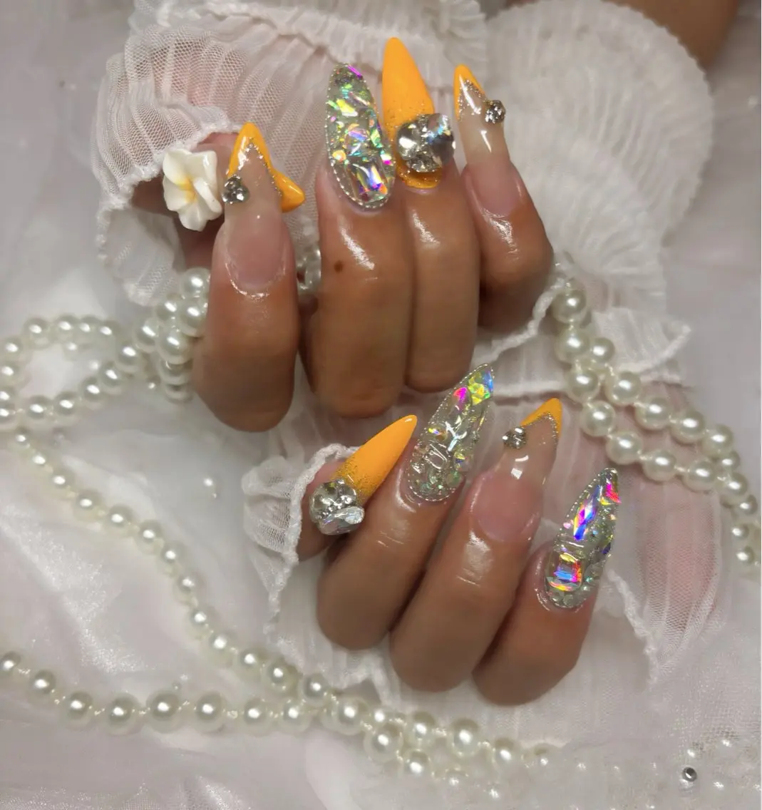 ネイル オレンジ ハンドネイル Nail Salon macherieのネイルデザイン