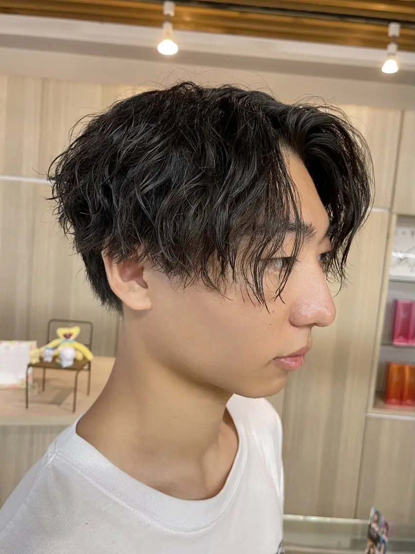 パーマ メンズ 野田頭 心🌿/ボブ レイヤー/艶カラーのヘアスタイル
