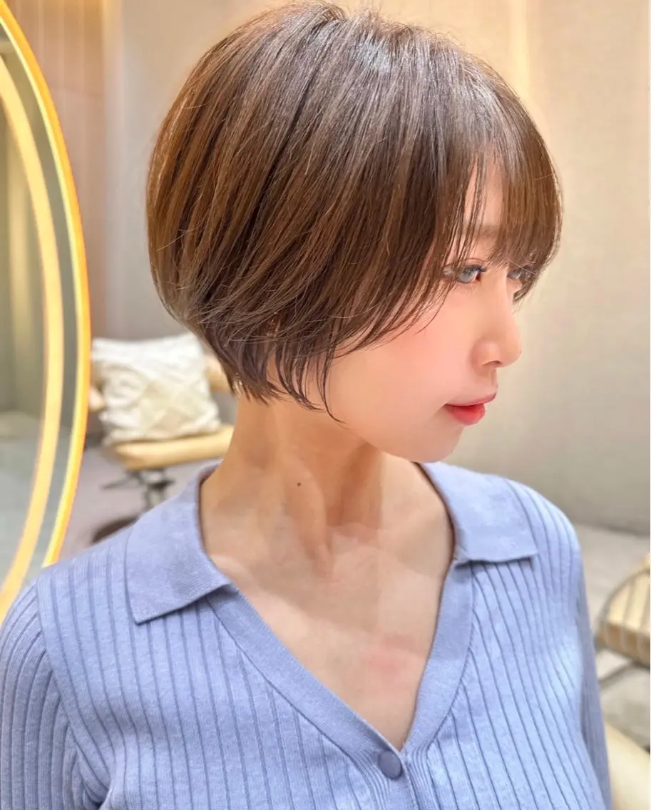 ショート ショートボブ 韓国風カラー ボブ くびれヘア 髪質改善 ボブ/顔周りカット /縮毛矯正/鈴木隆太のヘアスタイル