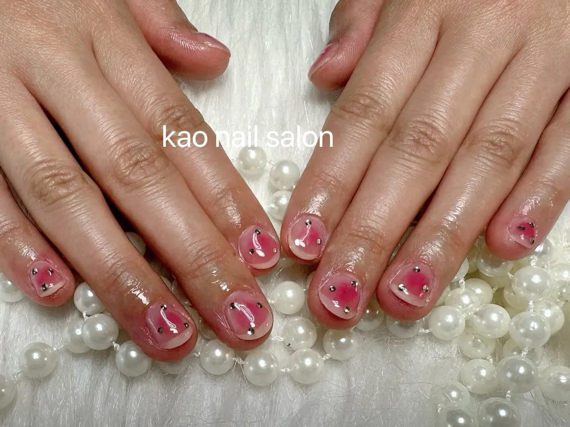 ネイル チークネイル 長さ出し フレンチネイル ジェルネイル ガラスフレンチ ハンドネイル kao nail マグネット/長さだしのネイルデザイン
