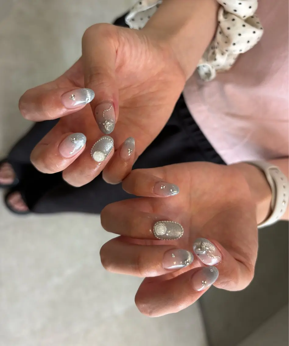 ネイル ハンドネイル Mai :矢場町 ニュアンス🌿アートのネイルデザイン