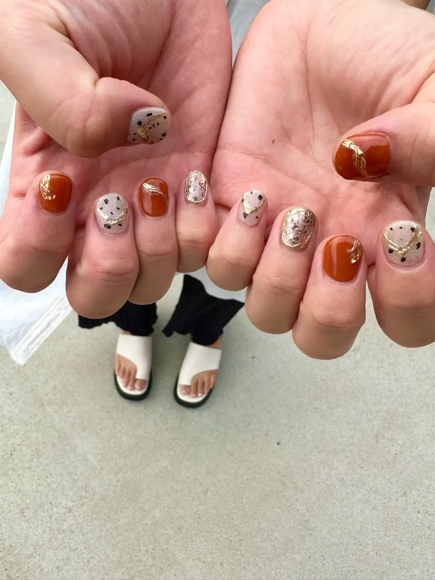 ネイル ニュアンスネイル オレンジ nailroom Anmie.のネイルデザイン