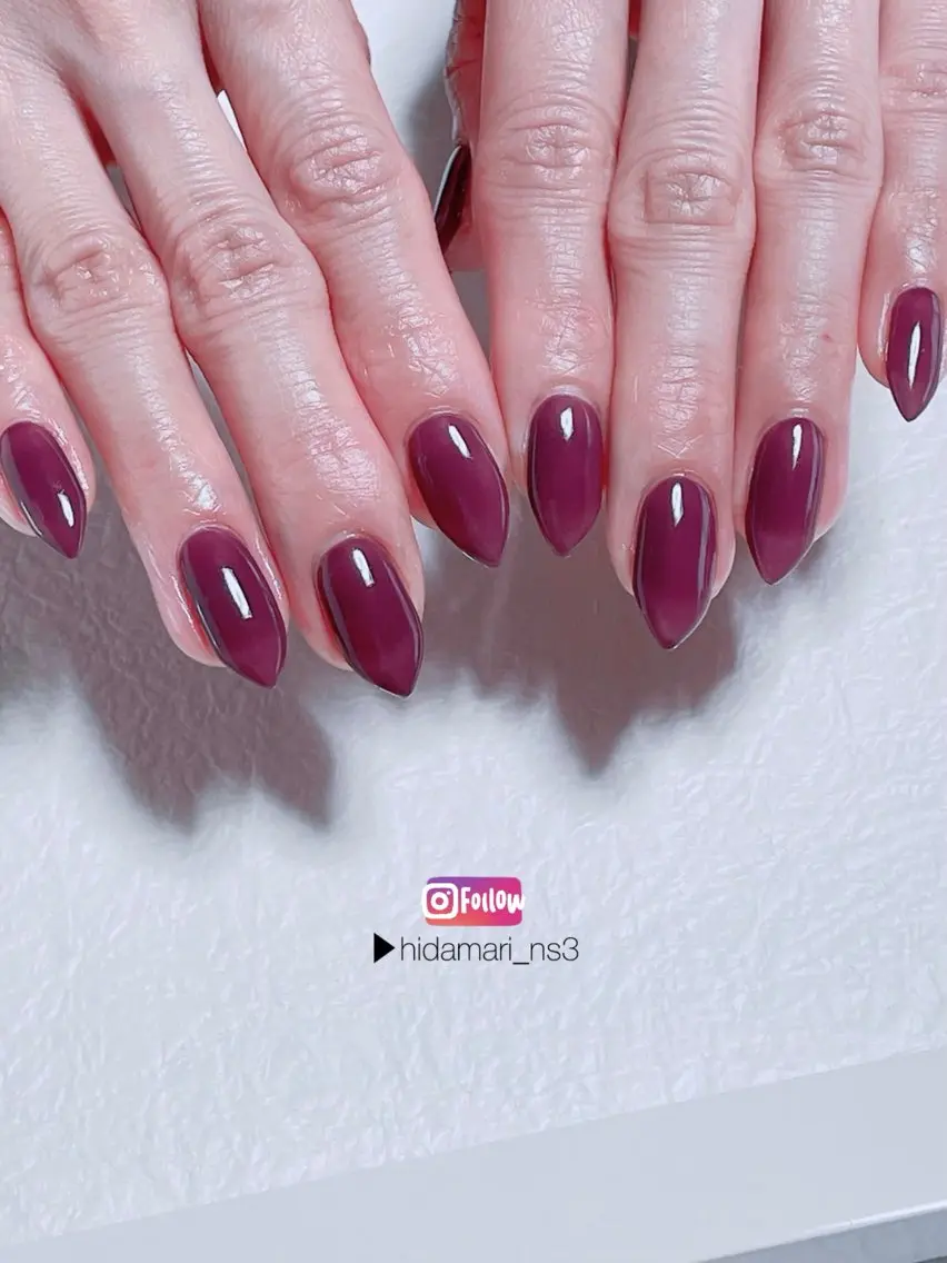 ネイル ワンカラーネイル パープル ハンドネイル NailSalon ひだまりのネイルデザイン