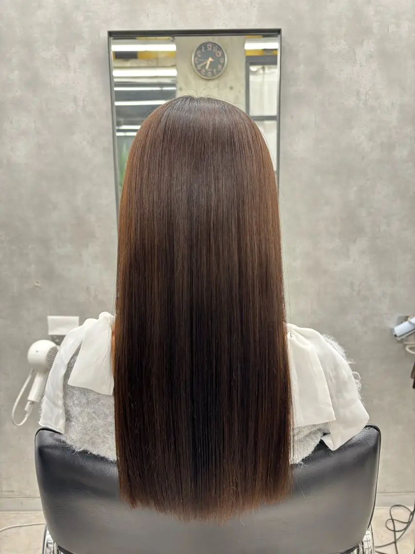 ロング カラー 髪質改善 縮毛矯正 トリートメント カット ヘアカラー 縮毛矯正 トリートメント 梅雨対策すぐ巻ける ☔️縮毛矯正勝倉　麗のヘアスタイル