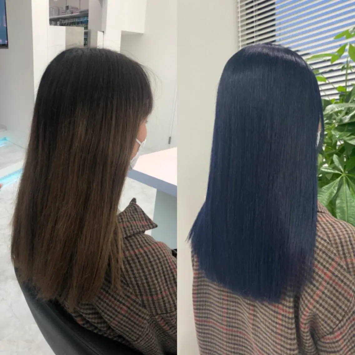 セミロング カラー パーマ ヘアアレンジ メンズ キッズ ネイル マツエク・マツパ 黒髪 ブルーカラー ブルーブラック ネイビーカラー ブルー KANAMI 🌏のヘアスタイル