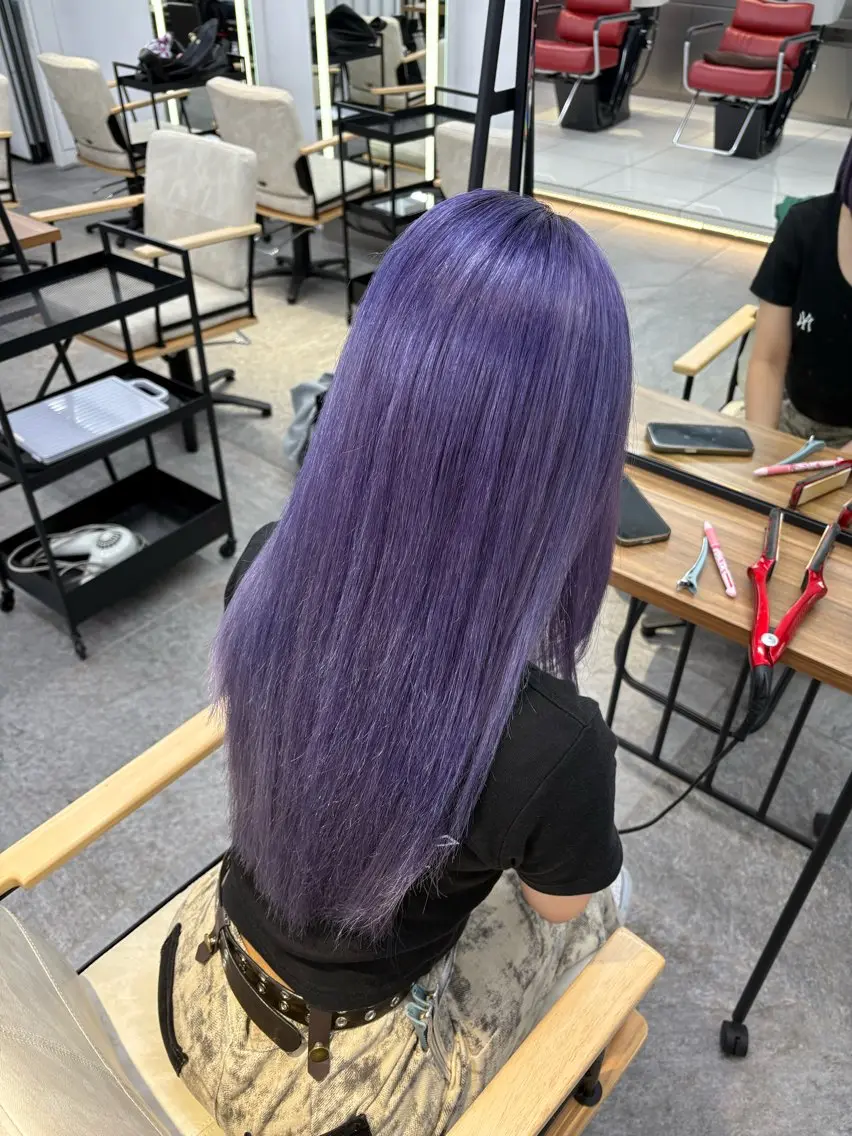 ロング パープルカラー 🤍ブリーチモデル 募集/あい🤍のヘアスタイル