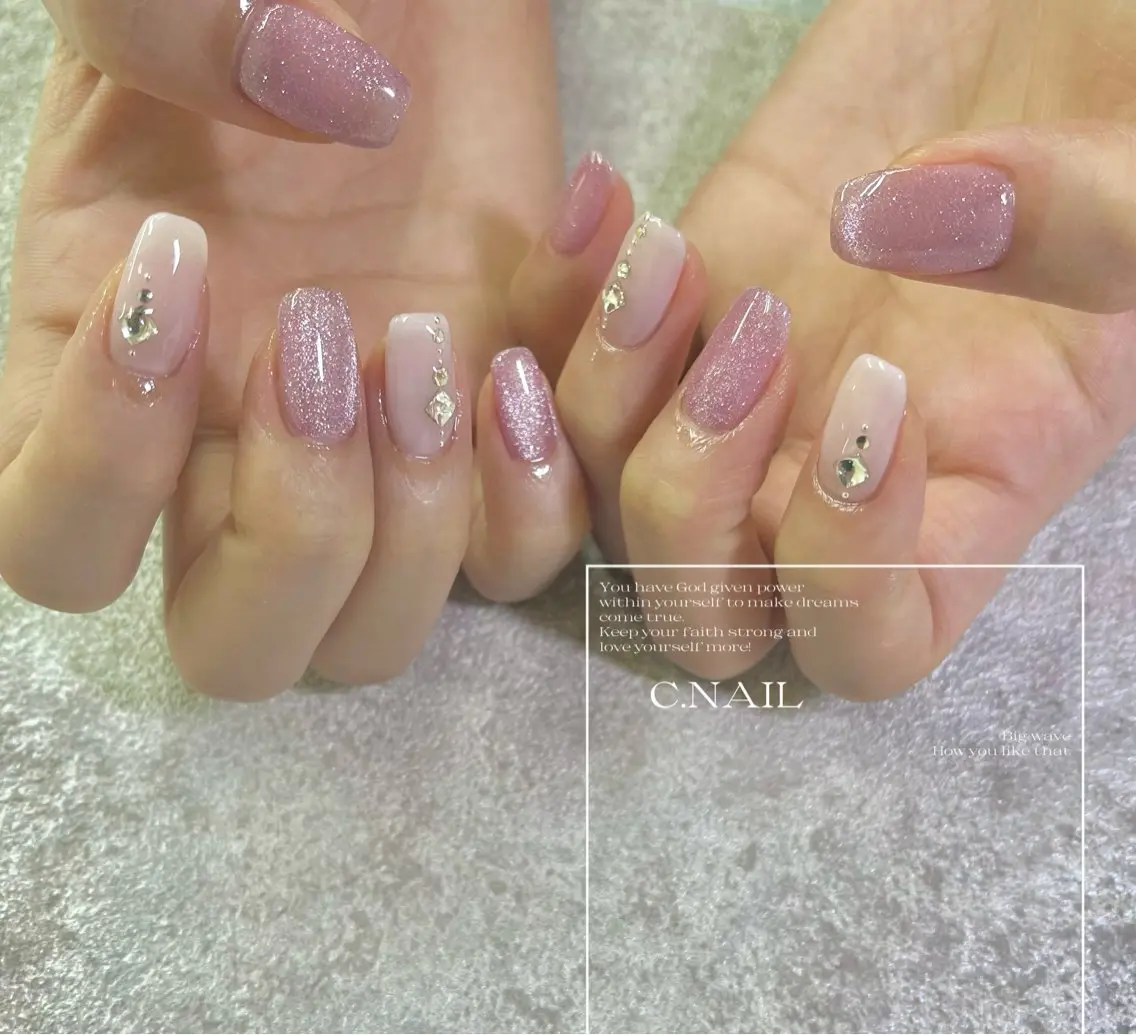 ネイル フラッシュネイル マグネットネイル ピンク C.Nail &Eyeのネイルデザイン