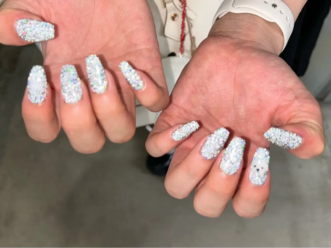 ネイル フラッシュネイル キラキラネイル シンプルネイル mark by 7 LOOKS yukaのネイルデザイン