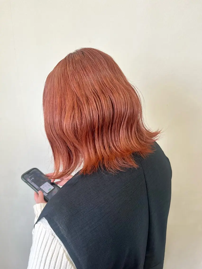 ミディアム カラー ベージュカラー オレンジ オレンジベージュ 春日 涼太のヘアスタイル