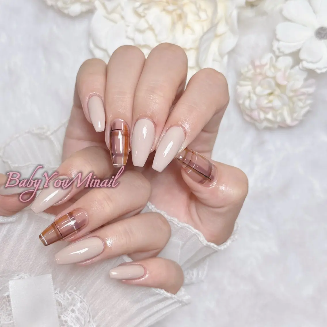 ネイル オーロラネイル チークネイル 成人式 フットネイル フレンチネイル ハンドネイル ハンドケア BabyYouMi nailのネイルデザイン