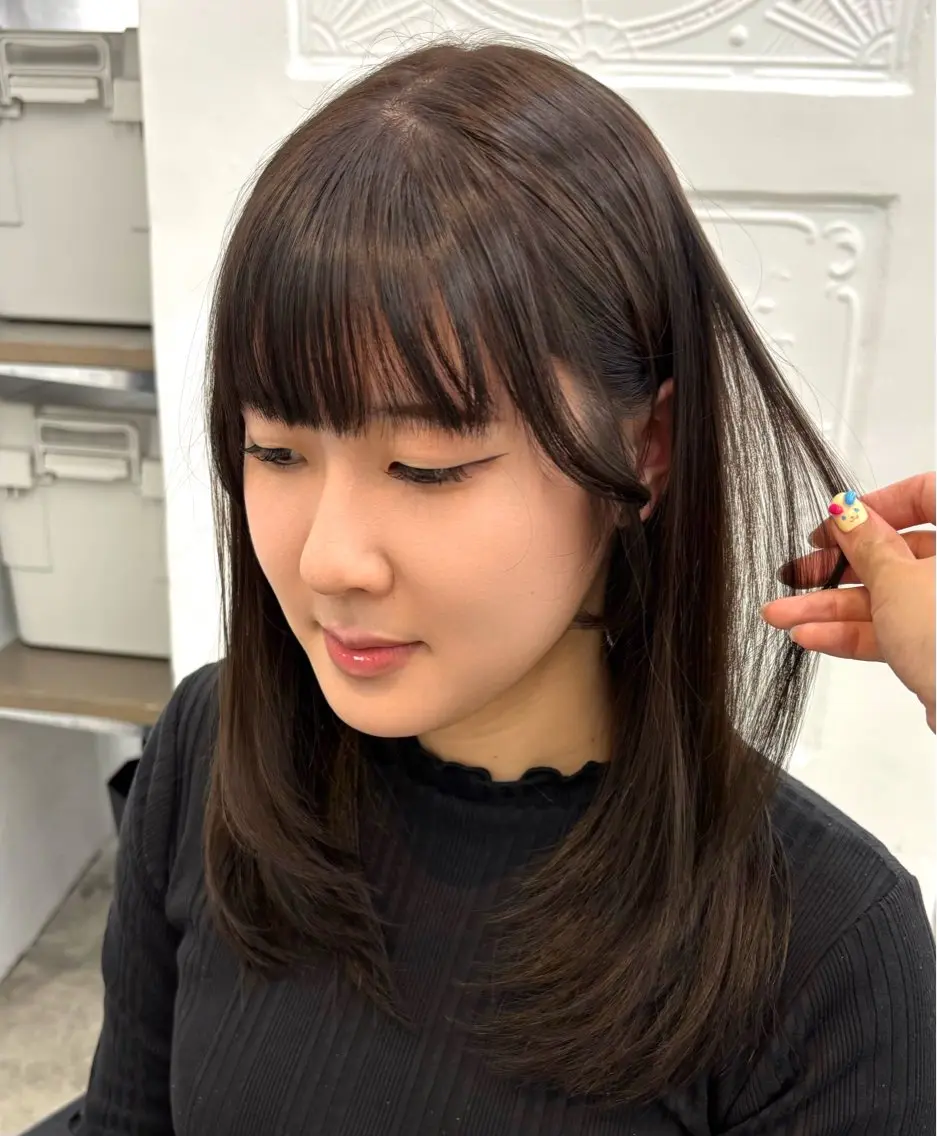 ミディアム カラー ヘアカラー トリートメント 艶髪カラー/透明感/ 髪質改善/YUIKOのヘアスタイル