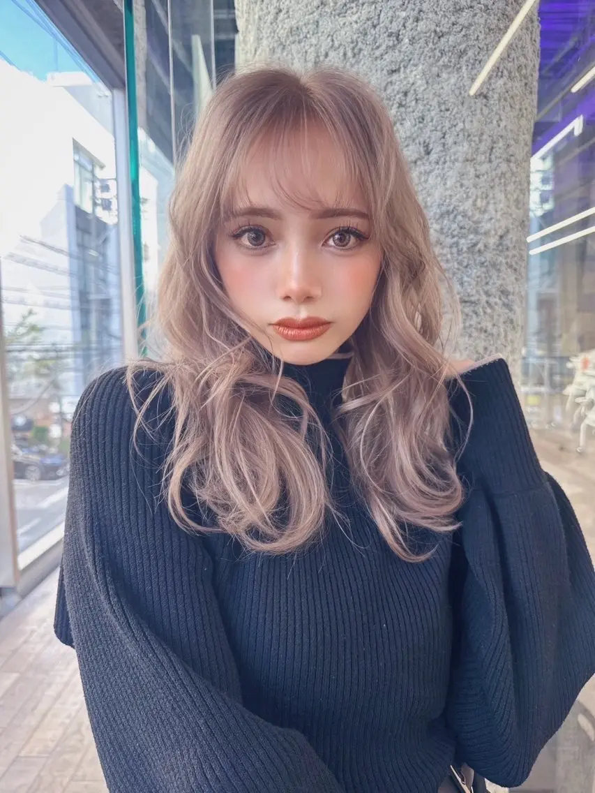 ロング カラー ブリーチハイトーン /髪質改善ストレートのヘアスタイル