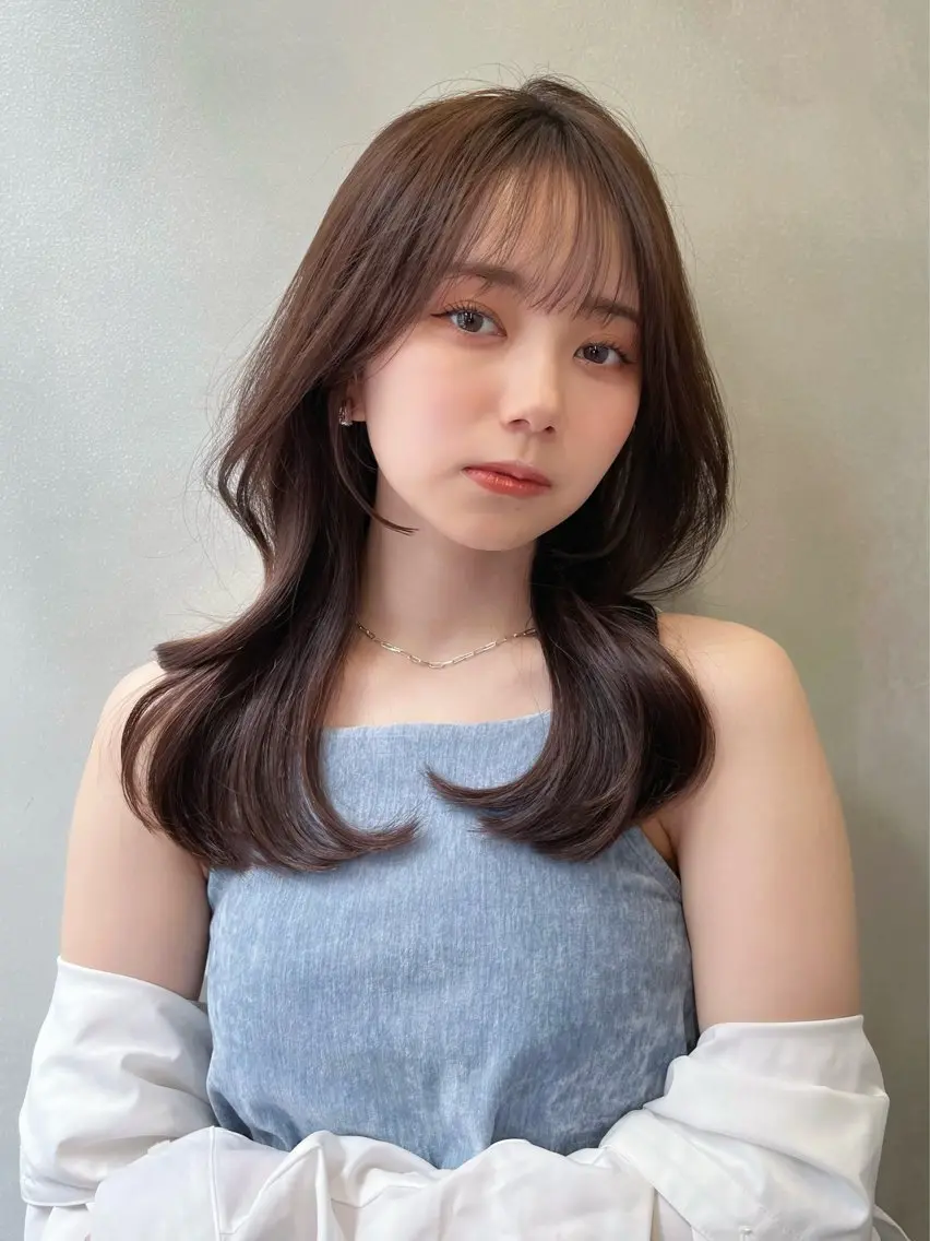 ロング カラー くびれヘア ヨシンモリ 韓国風ヘア レイヤーカット レイヤーカット、ボブ GLROWのヘアスタイル
