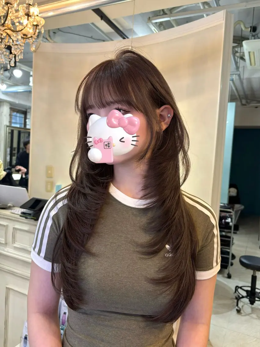 ロング カラー カット ヘアカラー トリートメント 韓国レイヤー/ダブル カラー/フウカ🤍のヘアスタイル