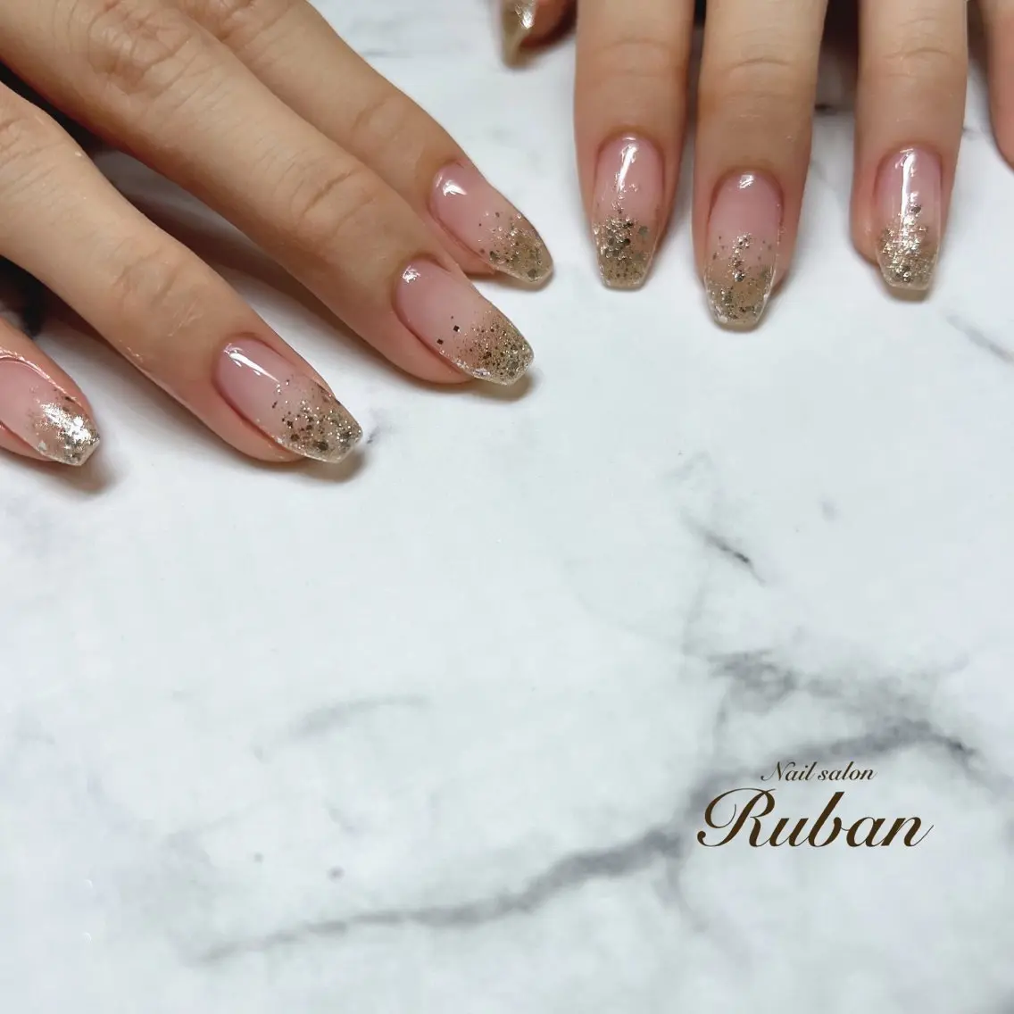 ネイル グラデーション キラキラネイル ラメ(グリッター) ラメグラデーション Nail salon Rubanのネイルデザイン