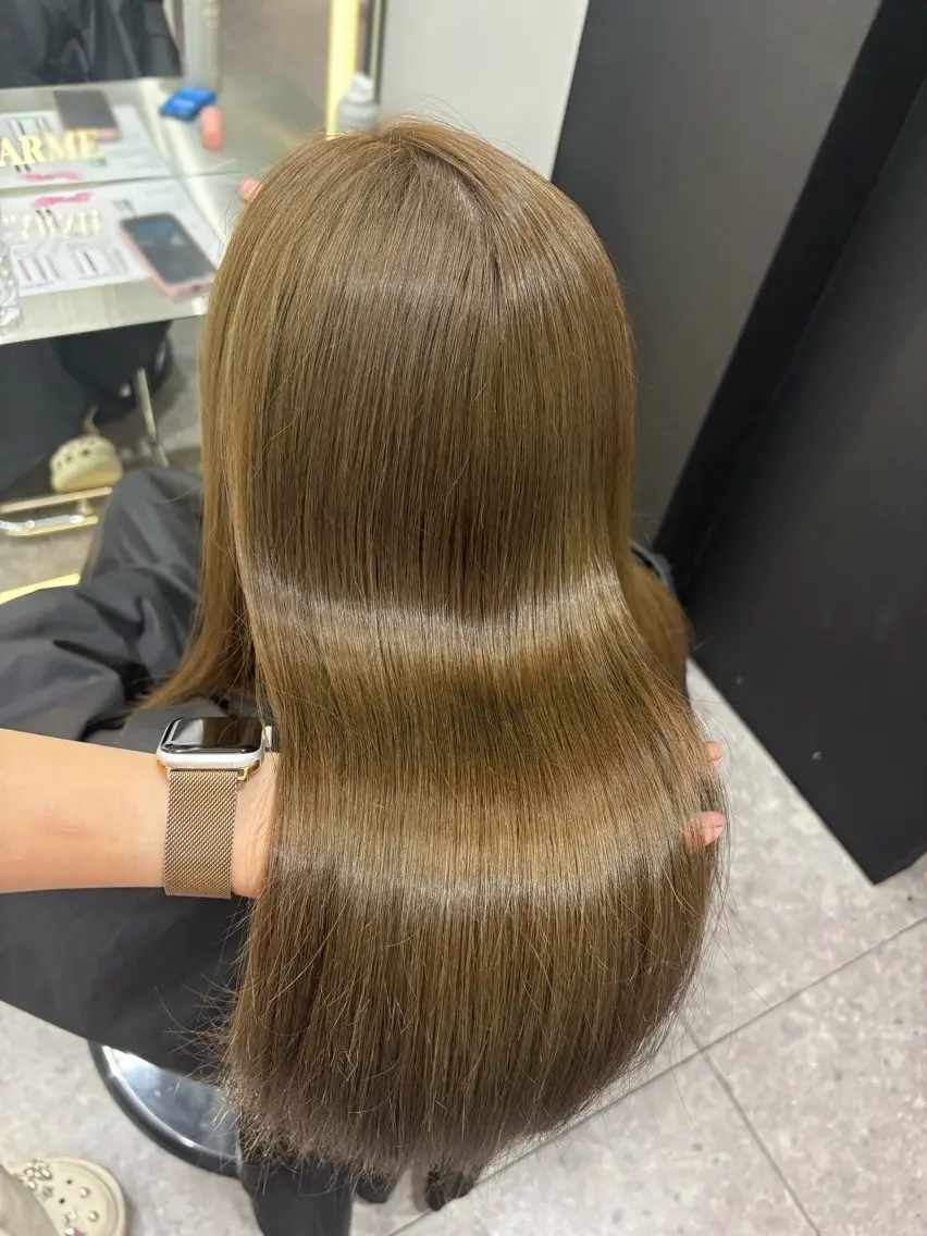 ロング カラー カット ヘアカラー トリートメント 新宿/韓国ヘア 中明度カラー/かやのヘアスタイル