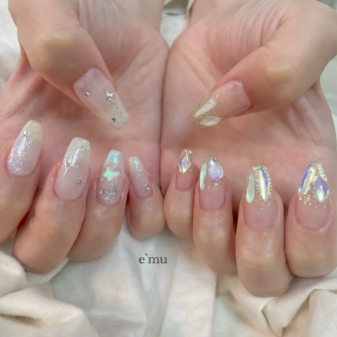 ネイル 氷ネイル・うるうるネイル ハンドネイル nail salon e'mu💐のネイルデザイン