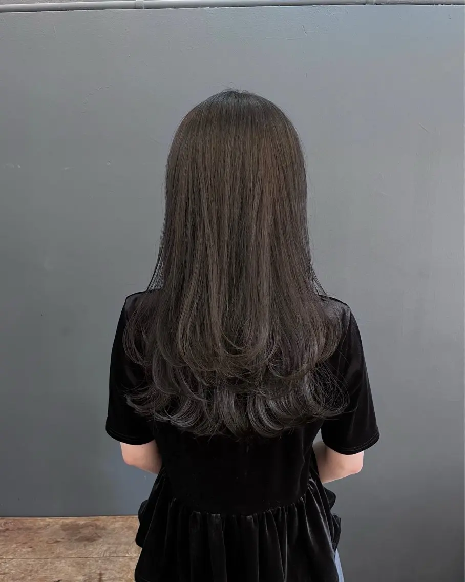 ロング カラー カット ヘアカラー 暗髪とオリーブ🌿 渡辺拓人のヘアスタイル