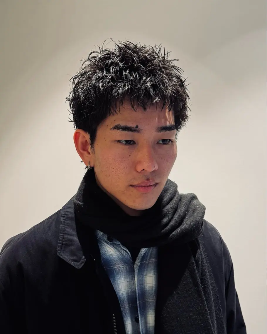 ショート パーマ メンズ メンズパーマ ショートヘア カット パーマ ラフショート メンズパーマ 丸山のヘアスタイル