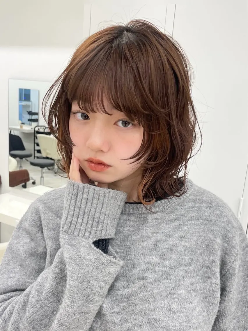 ミディアム カット ヘアカラー トリートメント ウルフカット/ボブ りなのヘアスタイル