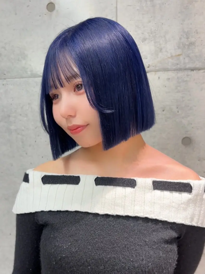 ミディアム ヘアカラー トリートメント けいし🐬ボブ 美髪縮毛矯正のヘアスタイル