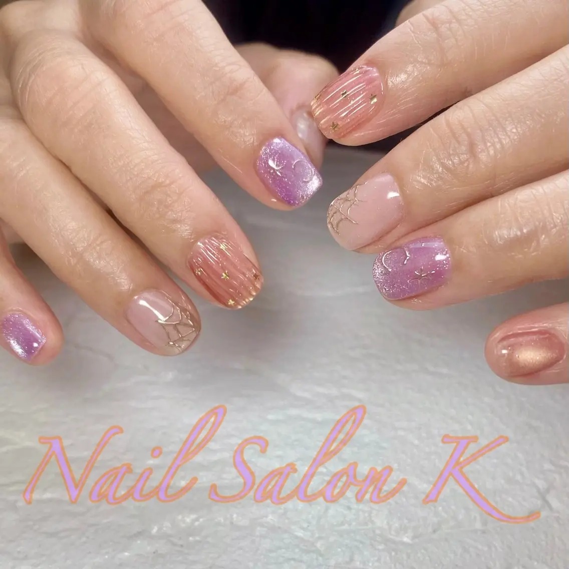 ネイル ハロウィン マグネットネイル ハンドネイル Nail Salon K 🧸美爪育成のネイルデザイン