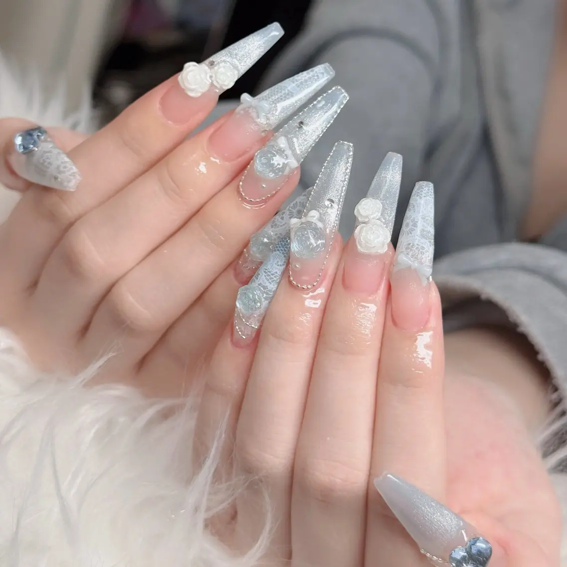 ネイル フットネイル フレンチネイル グラデーション 韓国ネイル ロングネイル ハンドネイル Hani Nail Salonのネイルデザイン