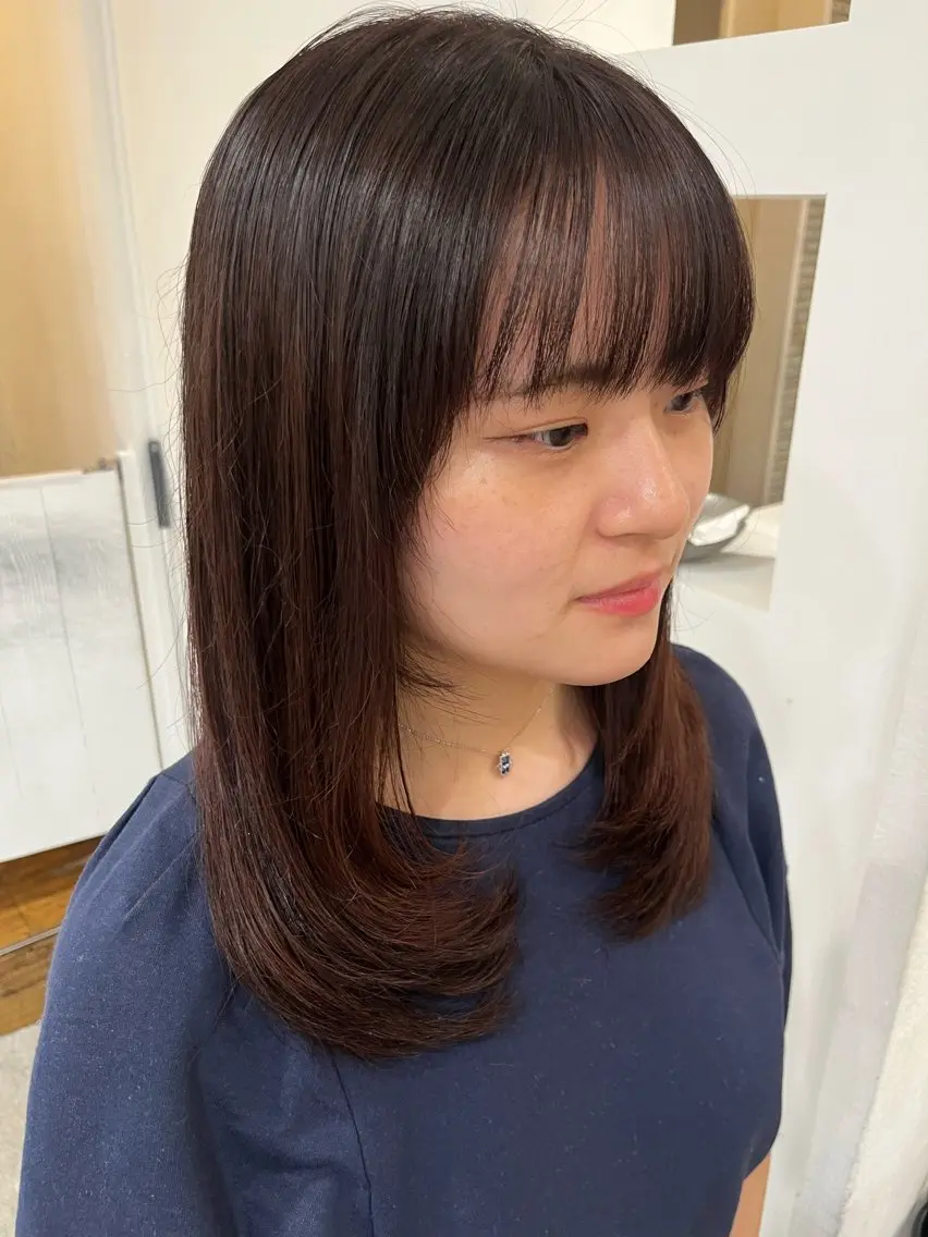 セミロング ラベンダーブラウン トリートメント ヘアカラー トリートメント 無料カットモデル‪✨ ✂️Nanami🌷のヘアスタイル