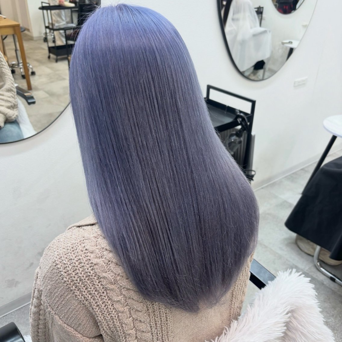 セミロング カラー ブルーカラー ブルーラベンダー ラベンダーカラー ヘアカラー トリートメント ヘアセット 渋谷🤍ハイトーン 🤍ボブ🤍FUMUのヘアスタイル