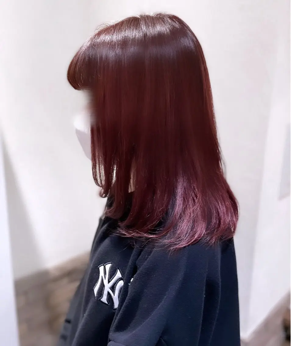 ロング カラー レッドカラー ヘアカラー 大嶋 煌のヘアスタイル