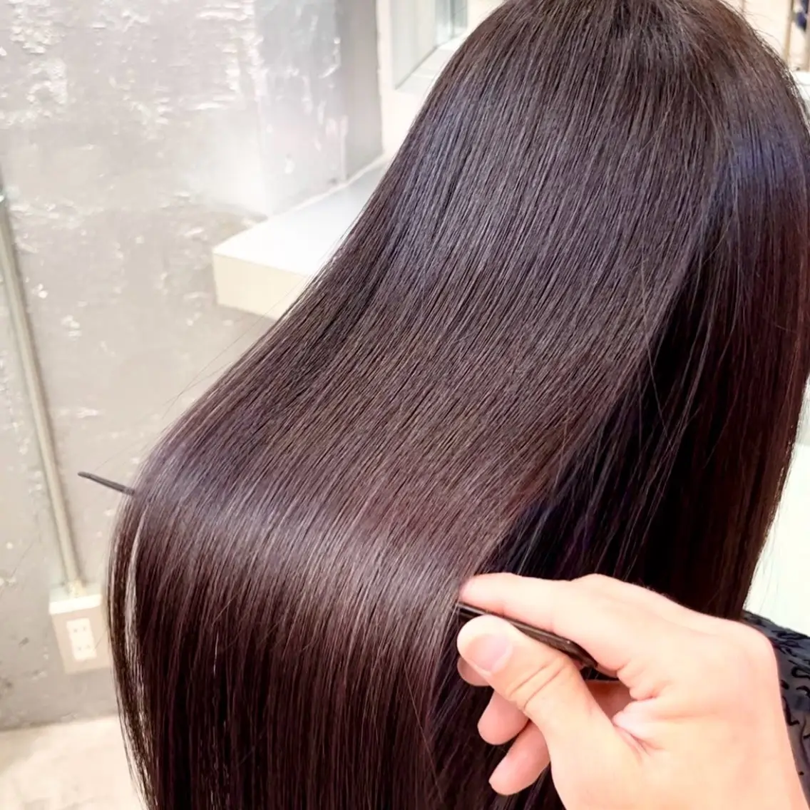 ロング パーマ 伸ばしかけ 縮毛矯正 酸性ストレート ストレートパーマ 縮毛矯正 艶髪と透明感を ‼️/若林のヘアスタイル