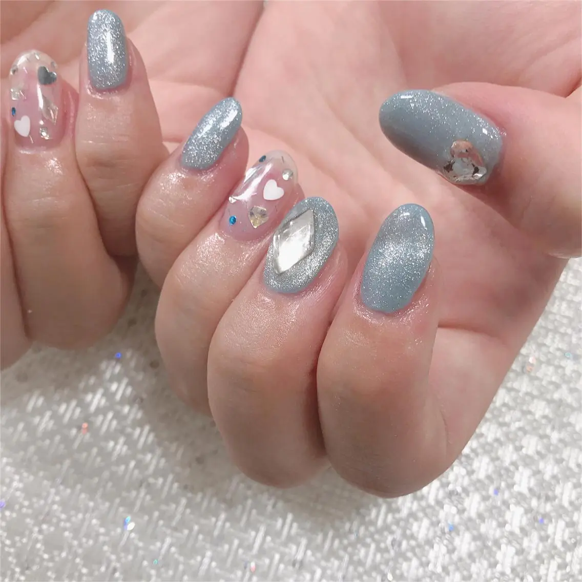 ネイル アートネイル 韓国ネイル 大理石ネイル(マーブル) ミラーネイル ニュアンスネイル MoonLight MIHOのネイルデザイン