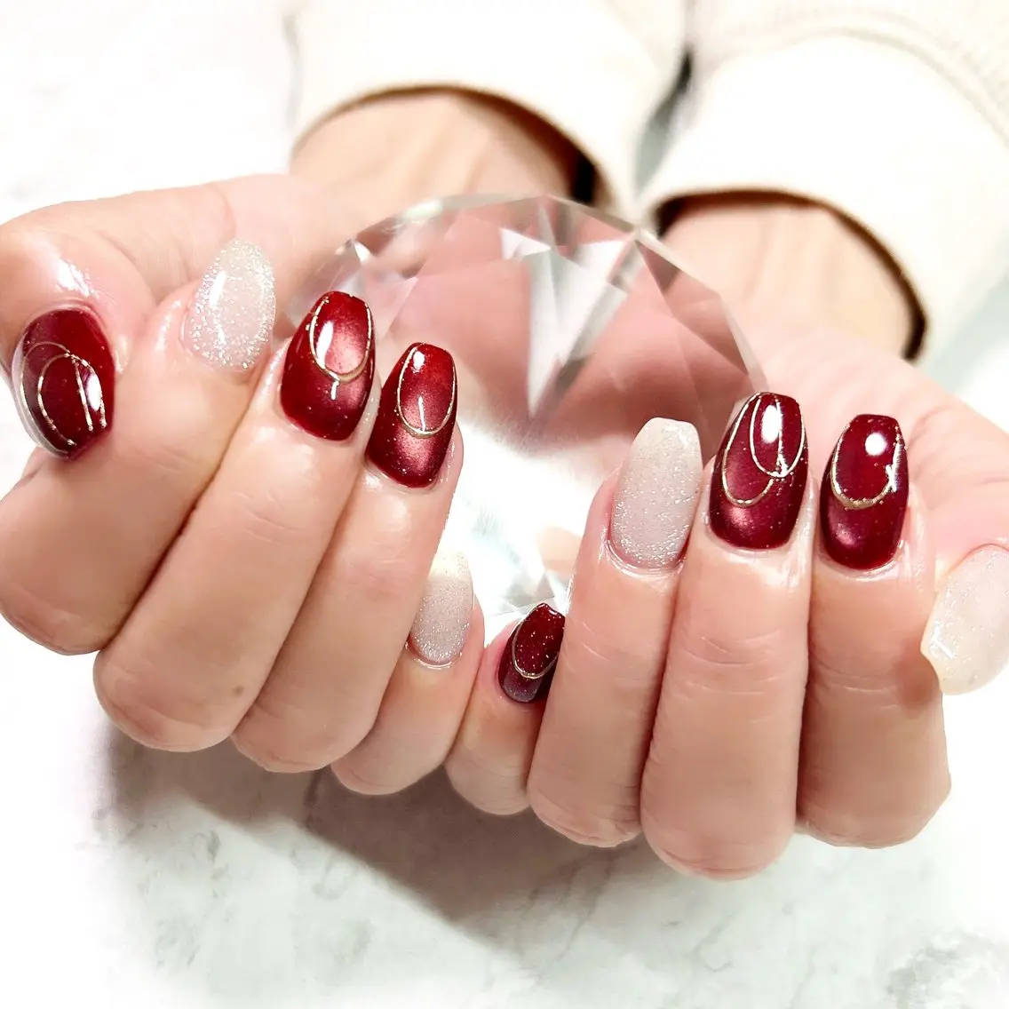 ネイル フラッシュネイル フラッシュマグ マグネットネイル ミラーネイル private salon Reiのネイルデザイン