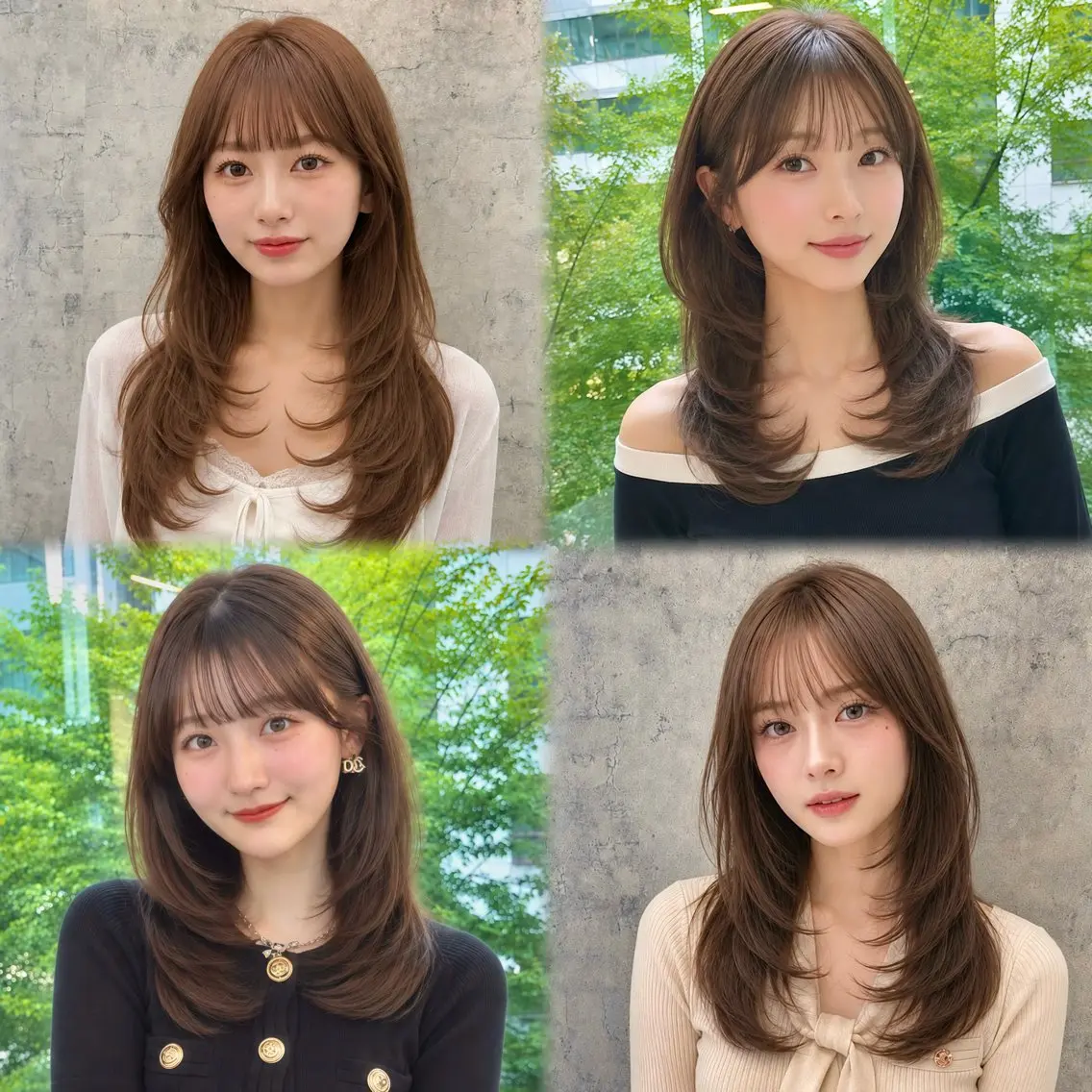 ロング カラー ボブ 髪質改善 レイヤーカット カット ヘアカラー トリートメント 💎小顔前髪＆髪質 改善カラー💎片桐のヘアスタイル