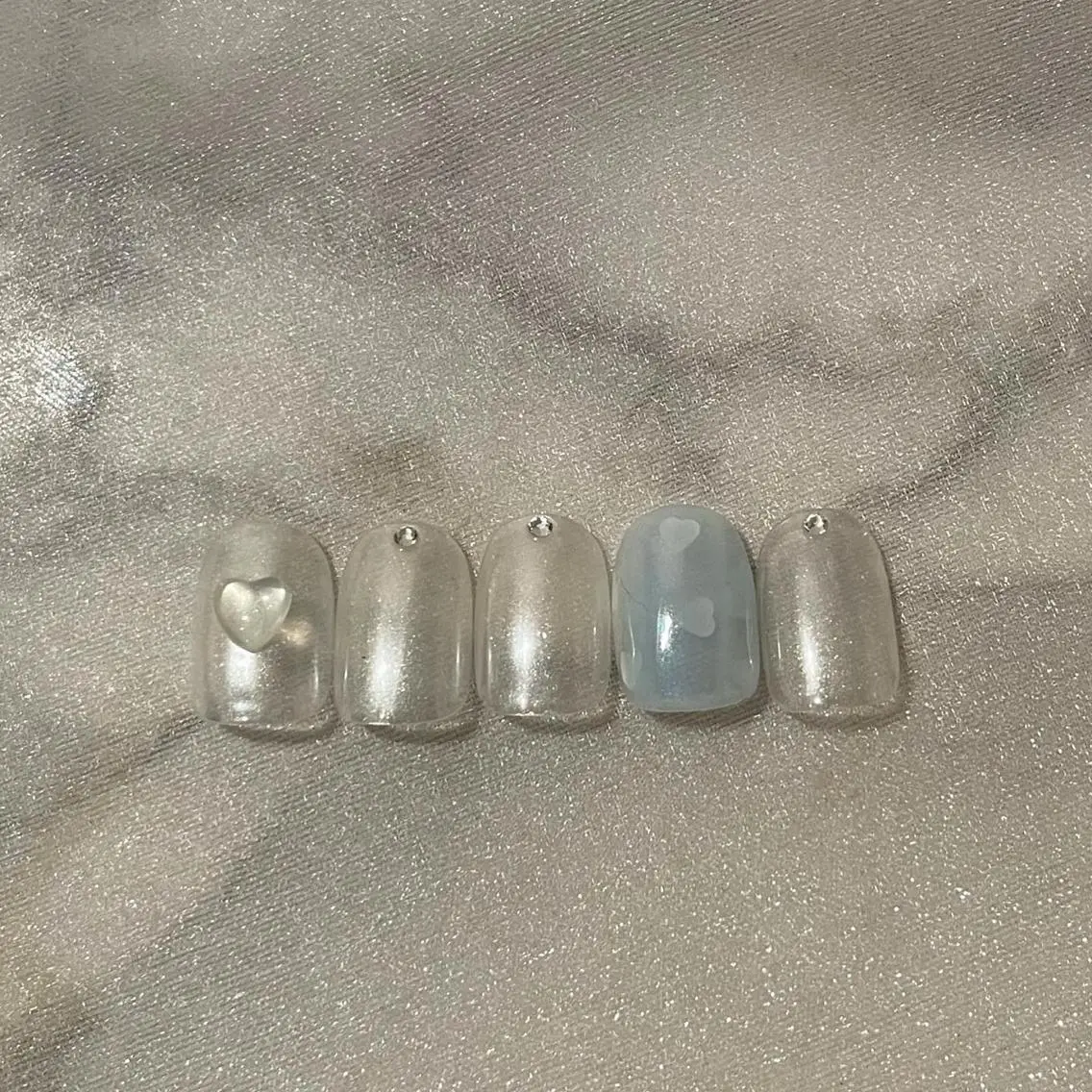 ネイル フレンチネイル ガーリー ハート 氷ネイル・うるうるネイル 韓国ネイル ハンドネイル ハンドケア lylynail YUUKAのネイルデザイン