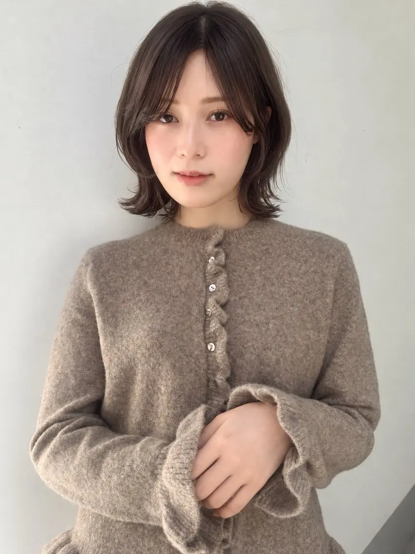 ミディアム ボブレイヤー ボブ くびれヘア レイヤーカット カット トリートメント ブリーチなしカラー /艶カラー🌼水谷のヘアスタイル