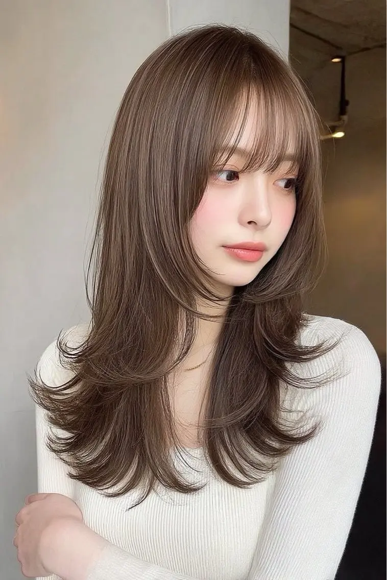 ロング カラー ヘアカラー 🍒モテ暖色カラー × うる艶✧ ゆなのヘアスタイル