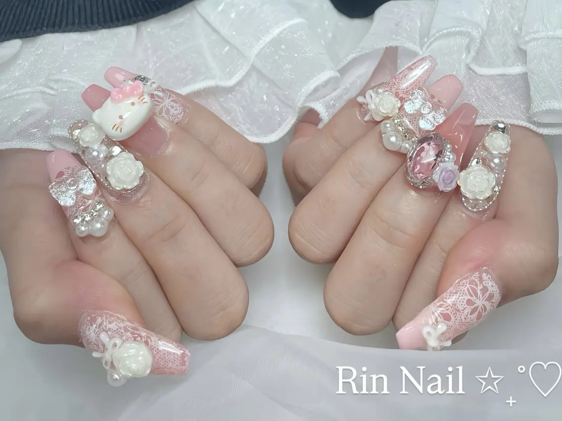 ネイル チークネイル フラッシュネイル フラワーネイル フットネイル ジェルネイル ハンドネイル Rin Nail Shinokuboのネイルデザイン