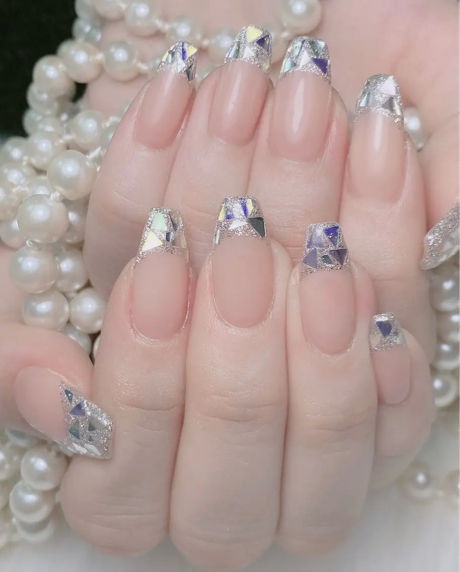 ネイル フレンチネイル ラメ(グリッター) ラメグラデーション マグネットネイル 持ち込み Unicorn Nail原宿表参道のネイルデザイン