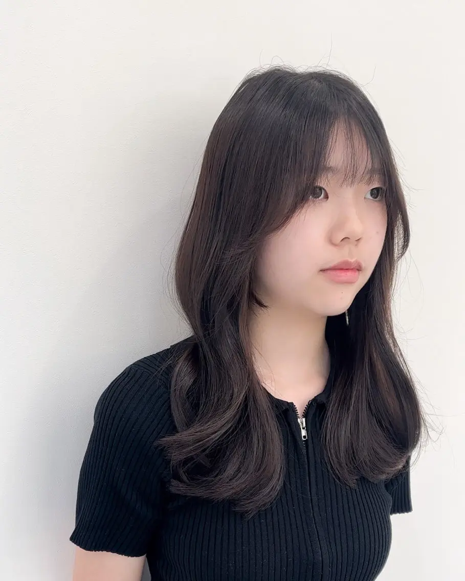 セミロング カラー 韓国風ヘア レイヤーカット 小顔カット カット ヘアカラー トリートメント ミタニ/髪質改善 /レイヤーカットのヘアスタイル