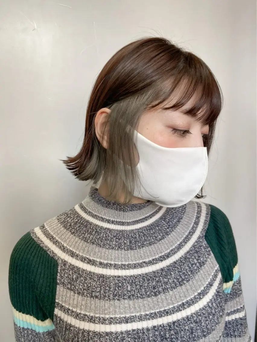 セミロング ヘアカラー ♥️ボブ/ブリーチ なしカラー/mahoのヘアスタイル