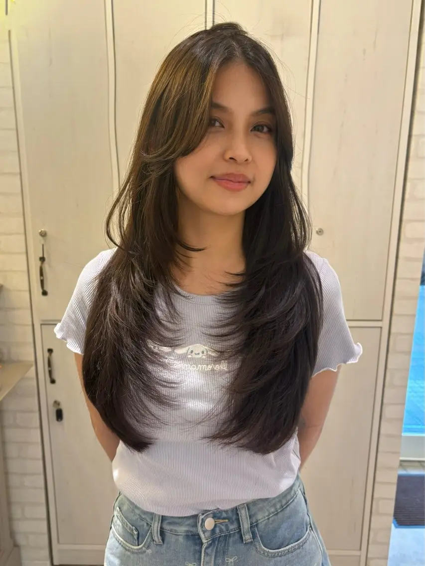 ロング カラー 透明感カラー ダブルカラー 韓国風ヘア カット ヘアカラー トリートメント レイヤーカット🤍 seriraのヘアスタイル