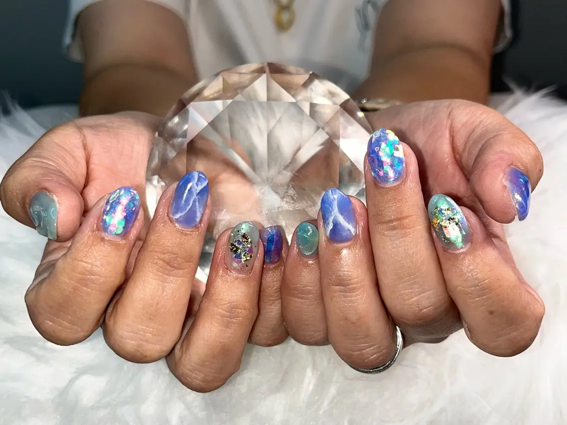 ネイル マグネットネイル ニュアンスネイル ワンカラーネイル シンプルネイル 夏ネイル ハンドネイル プライベートサロン N's Nailのネイルデザイン