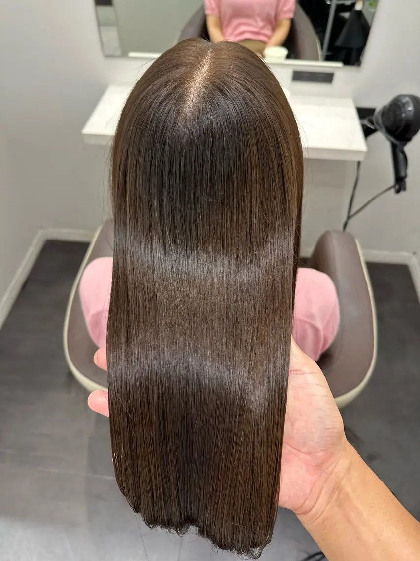 ロング カラー 黒髪 透明感カラー オレンジ 髪質改善 トリートメント カット ヘアカラー トリートメント 【美髪矯正 /髪質改善】RINのヘアスタイル